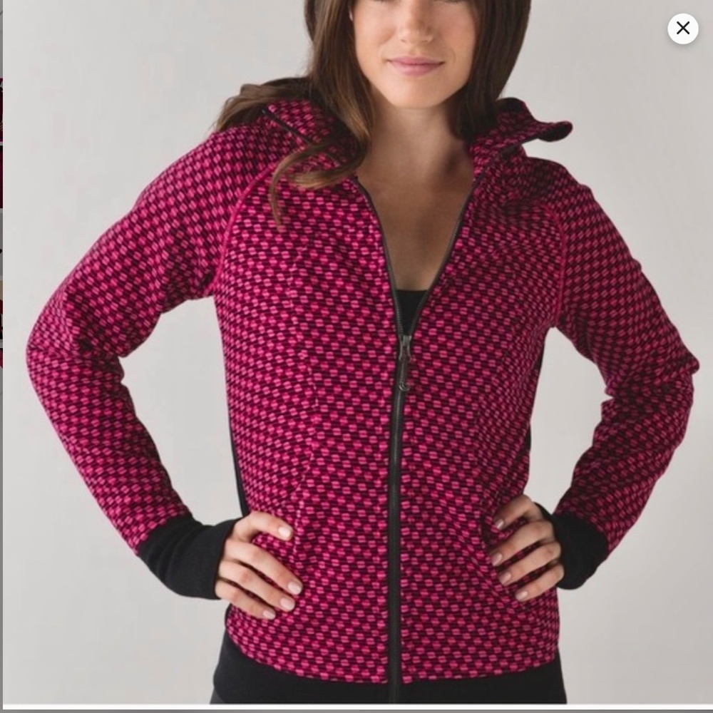 Lululemon Scuba Hoodie III Deep Dive Berry Rumble Black Full Zip, size 6 - Picture 3 of 8